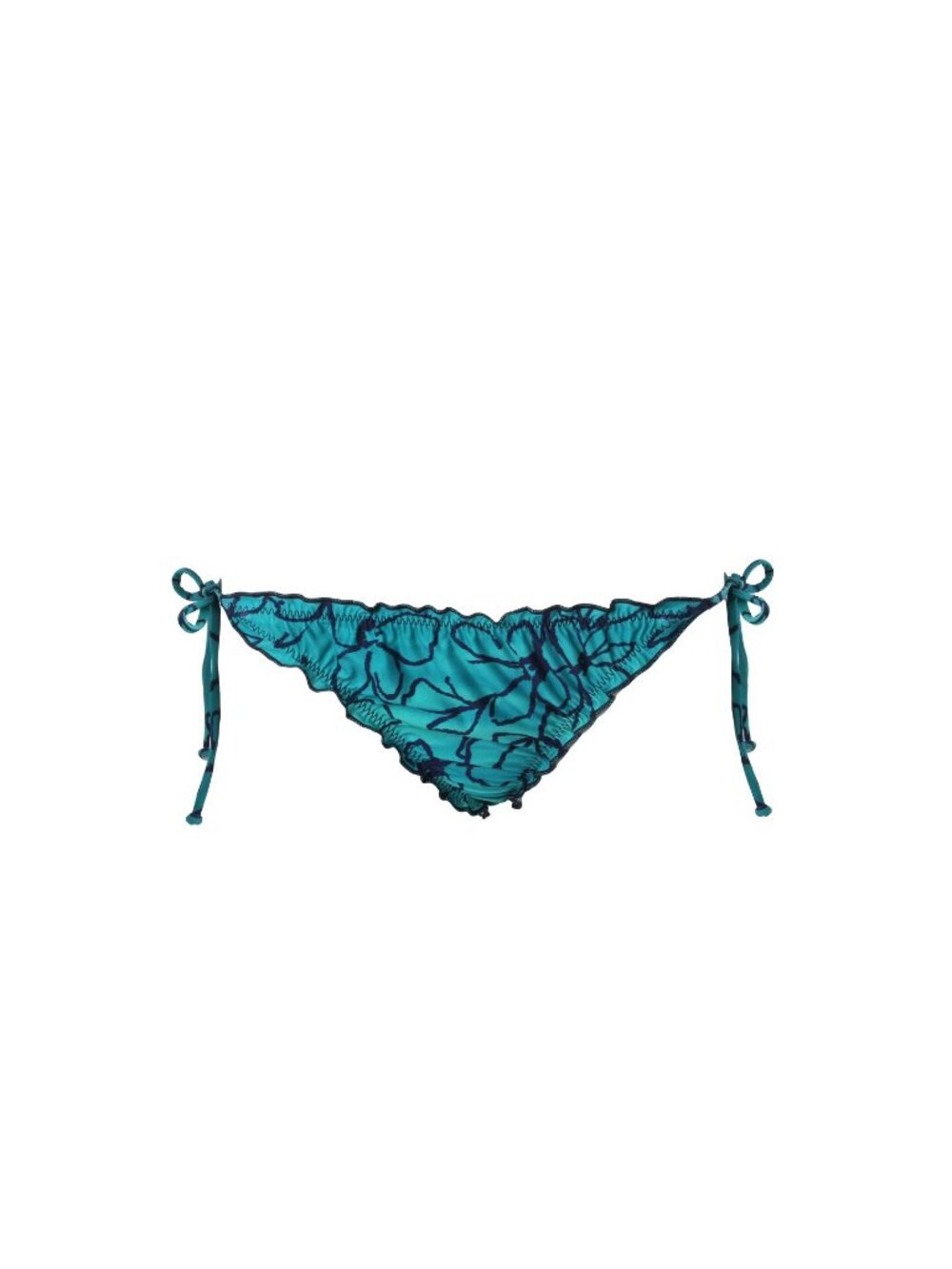 Splendid Sunset Floral Ruffle Pant Teal Bikini Tie Bottom Swimsuit SP5052 NWT
